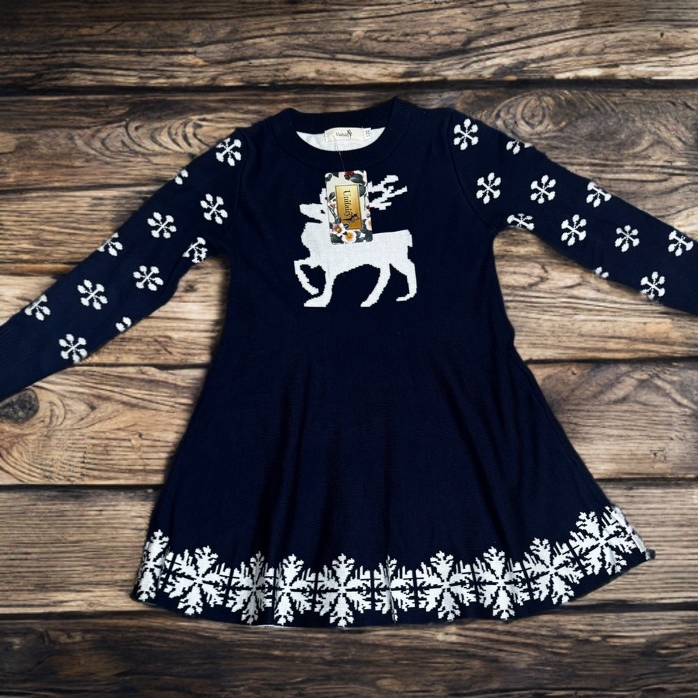 Snowflake Navy Dress for Kids